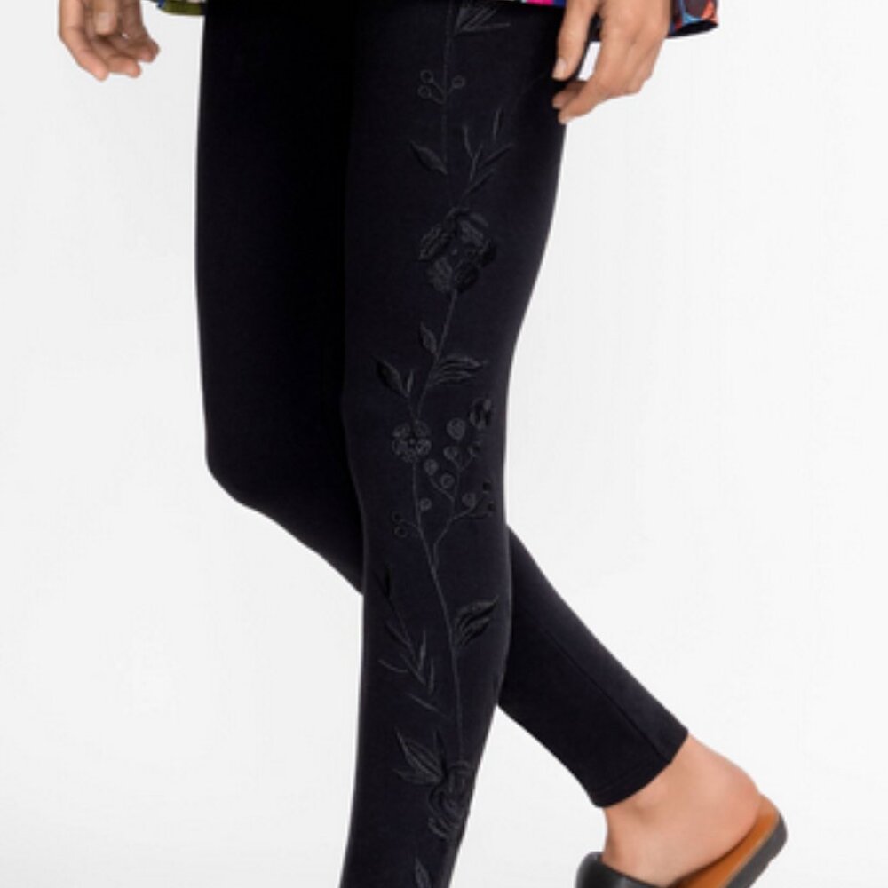 Johnny Was Cassia Black Embroidered Legging XL NWT
